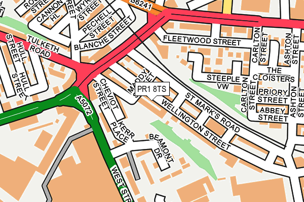 PR1 8TS map - OS OpenMap – Local (Ordnance Survey)