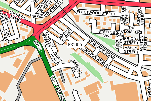 PR1 8TY map - OS OpenMap – Local (Ordnance Survey)