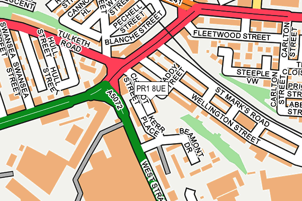 PR1 8UE map - OS OpenMap – Local (Ordnance Survey)