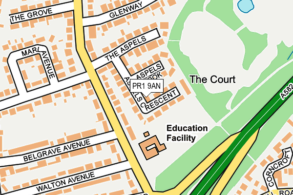 PR1 9AN map - OS OpenMap – Local (Ordnance Survey)