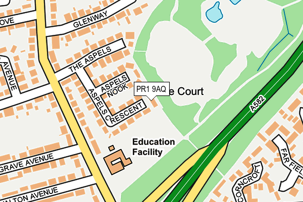 PR1 9AQ map - OS OpenMap – Local (Ordnance Survey)