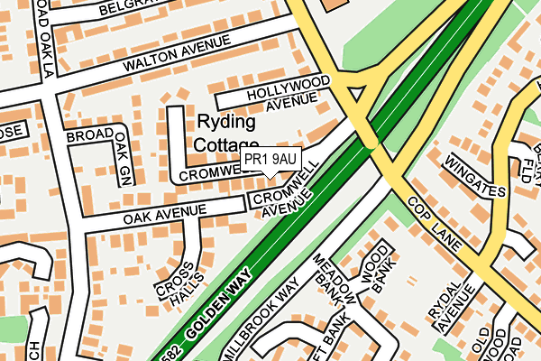 PR1 9AU map - OS OpenMap – Local (Ordnance Survey)