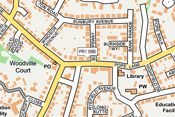 PR1 9BB map - OS OpenMap – Local (Ordnance Survey)