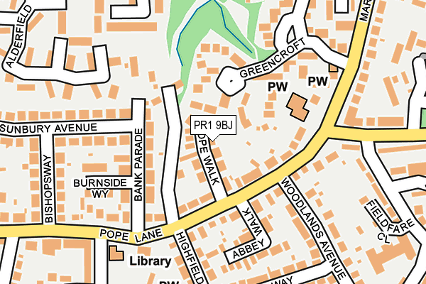 PR1 9BJ map - OS OpenMap – Local (Ordnance Survey)