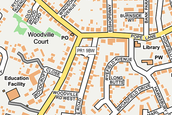 PR1 9BW map - OS OpenMap – Local (Ordnance Survey)