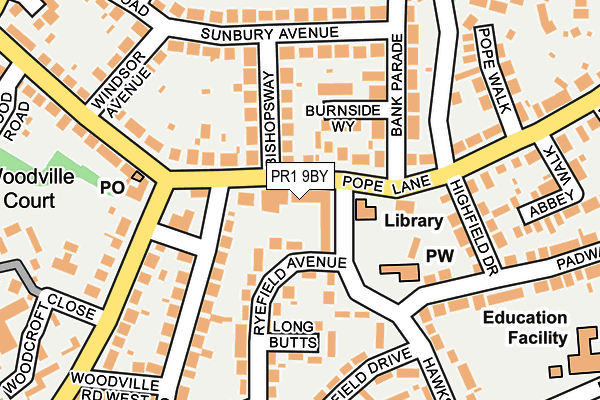 PR1 9BY map - OS OpenMap – Local (Ordnance Survey)