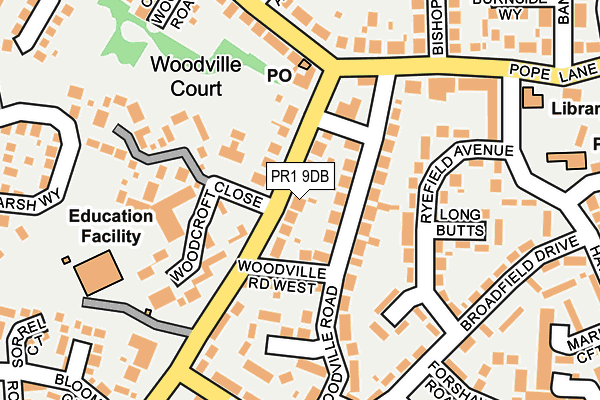 PR1 9DB map - OS OpenMap – Local (Ordnance Survey)