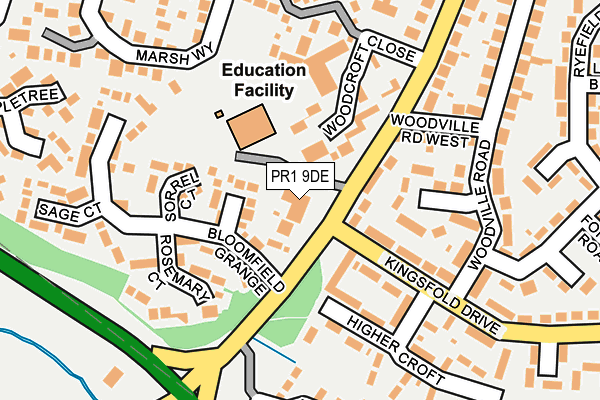 PR1 9DE map - OS OpenMap – Local (Ordnance Survey)
