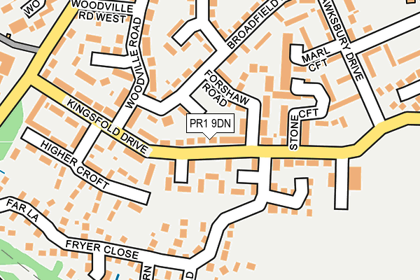 PR1 9DN map - OS OpenMap – Local (Ordnance Survey)