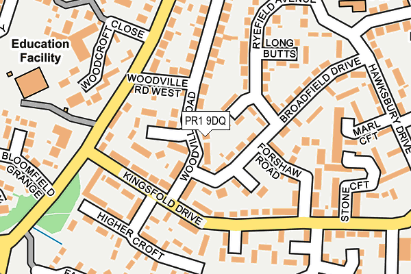 PR1 9DQ map - OS OpenMap – Local (Ordnance Survey)