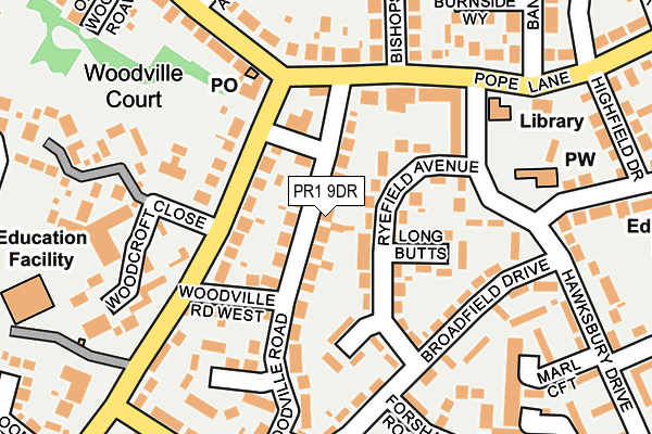 PR1 9DR map - OS OpenMap – Local (Ordnance Survey)