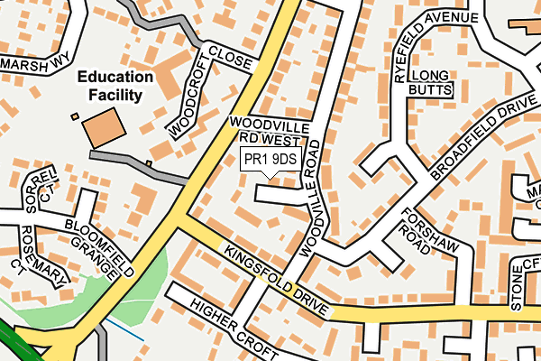 PR1 9DS map - OS OpenMap – Local (Ordnance Survey)