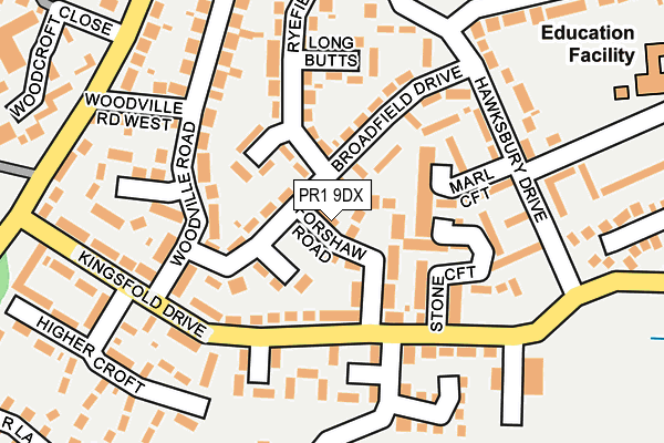 PR1 9DX map - OS OpenMap – Local (Ordnance Survey)