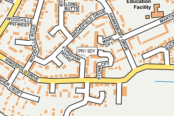 PR1 9DY map - OS OpenMap – Local (Ordnance Survey)