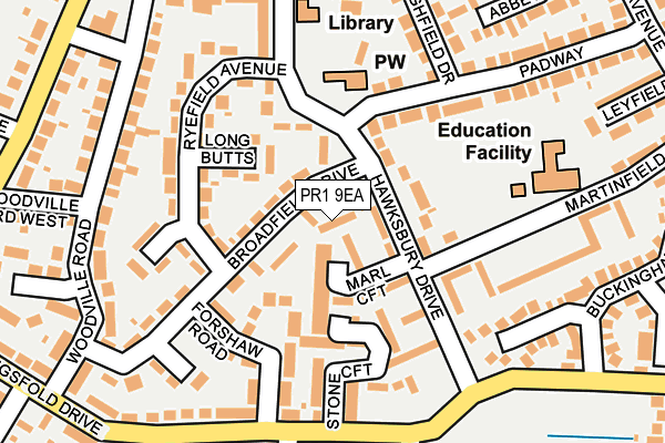 PR1 9EA map - OS OpenMap – Local (Ordnance Survey)