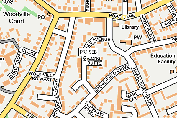 PR1 9EB map - OS OpenMap – Local (Ordnance Survey)