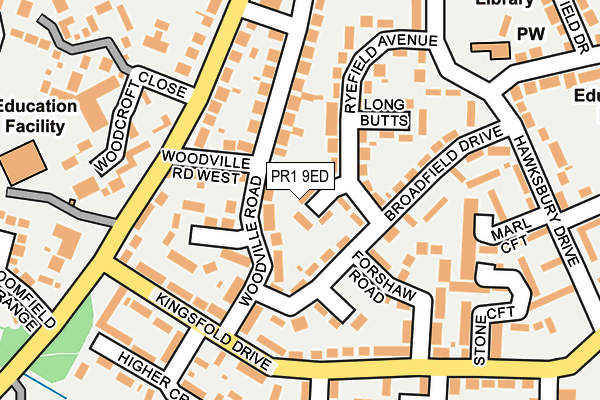 PR1 9ED map - OS OpenMap – Local (Ordnance Survey)