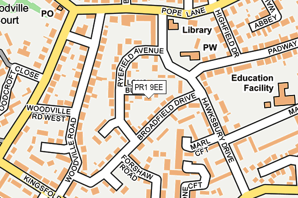 PR1 9EE map - OS OpenMap – Local (Ordnance Survey)