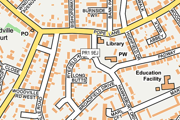 PR1 9EJ map - OS OpenMap – Local (Ordnance Survey)