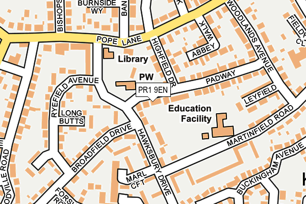 PR1 9EN map - OS OpenMap – Local (Ordnance Survey)