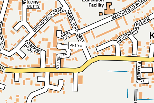 PR1 9ET map - OS OpenMap – Local (Ordnance Survey)