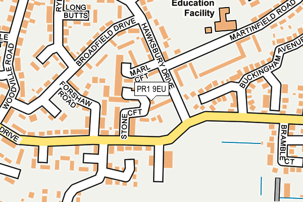 PR1 9EU map - OS OpenMap – Local (Ordnance Survey)