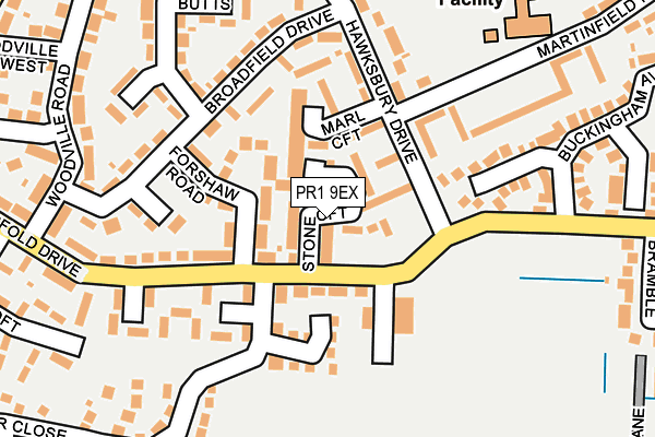 PR1 9EX map - OS OpenMap – Local (Ordnance Survey)