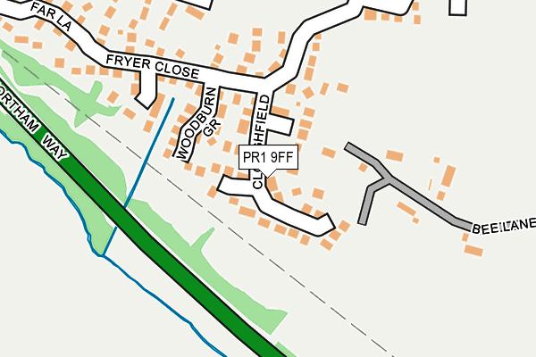 PR1 9FF map - OS OpenMap – Local (Ordnance Survey)
