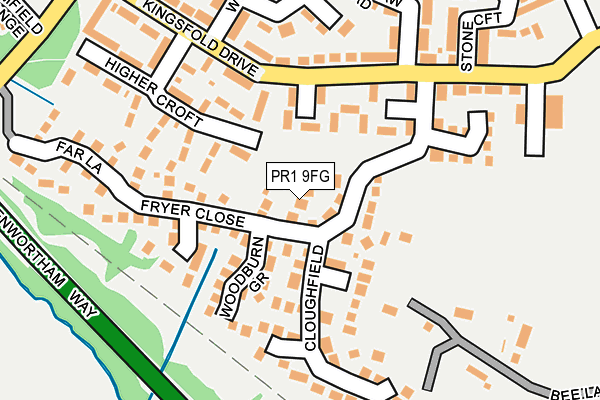 PR1 9FG map - OS OpenMap – Local (Ordnance Survey)