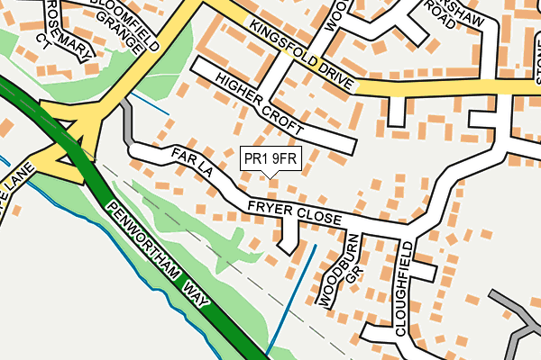 PR1 9FR map - OS OpenMap – Local (Ordnance Survey)