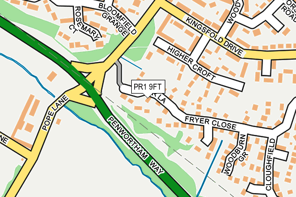 PR1 9FT map - OS OpenMap – Local (Ordnance Survey)