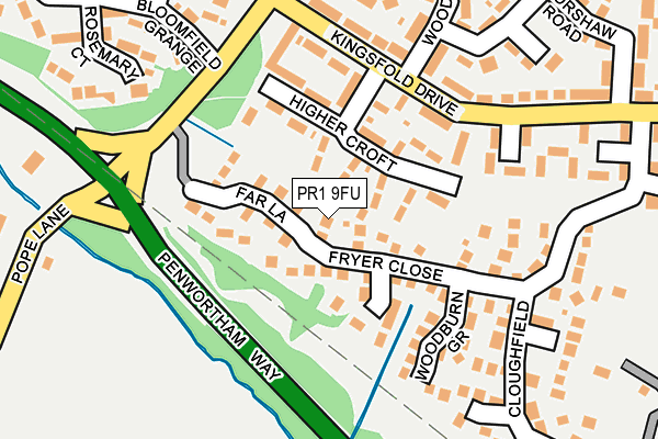 PR1 9FU map - OS OpenMap – Local (Ordnance Survey)