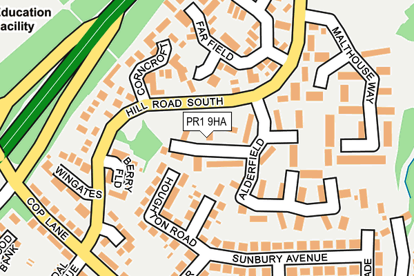 PR1 9HA map - OS OpenMap – Local (Ordnance Survey)