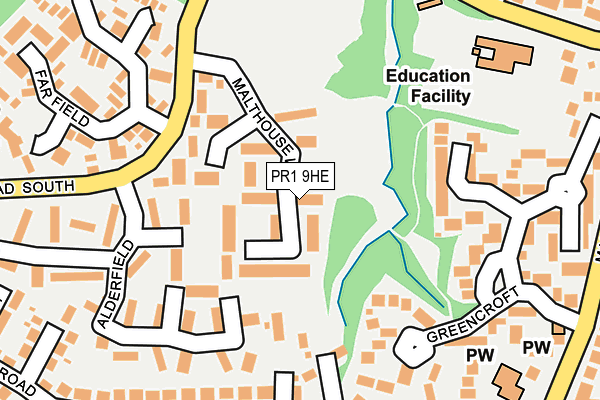 PR1 9HE map - OS OpenMap – Local (Ordnance Survey)