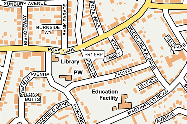 PR1 9HP map - OS OpenMap – Local (Ordnance Survey)