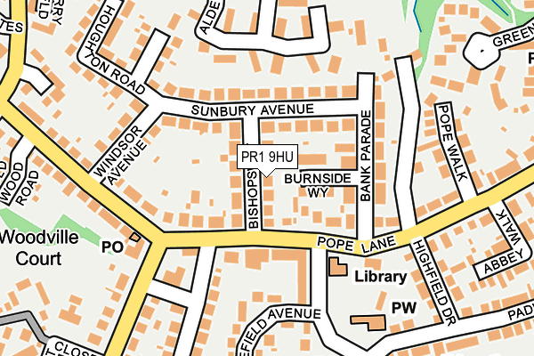 PR1 9HU map - OS OpenMap – Local (Ordnance Survey)
