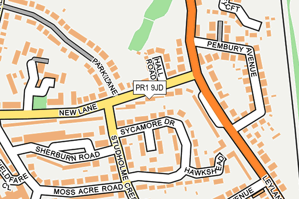 PR1 9JD map - OS OpenMap – Local (Ordnance Survey)