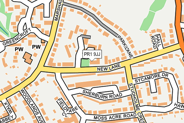 PR1 9JJ map - OS OpenMap – Local (Ordnance Survey)