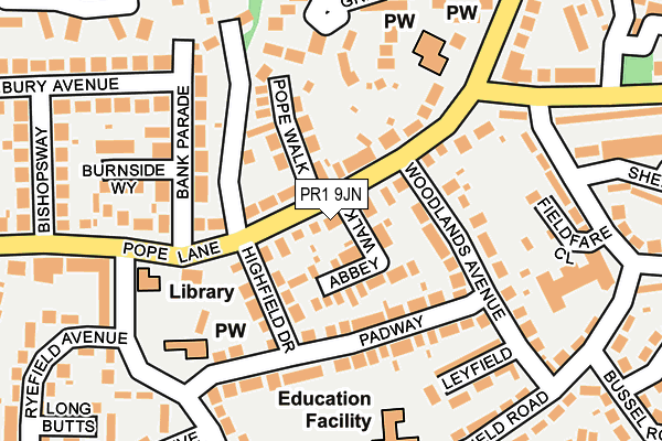 PR1 9JN map - OS OpenMap – Local (Ordnance Survey)