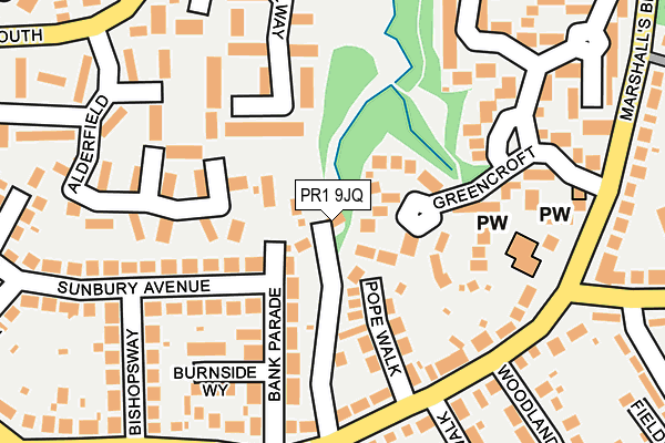 PR1 9JQ map - OS OpenMap – Local (Ordnance Survey)