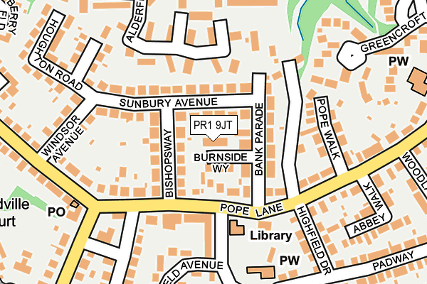 PR1 9JT map - OS OpenMap – Local (Ordnance Survey)