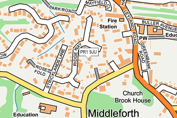 PR1 9JU map - OS OpenMap – Local (Ordnance Survey)