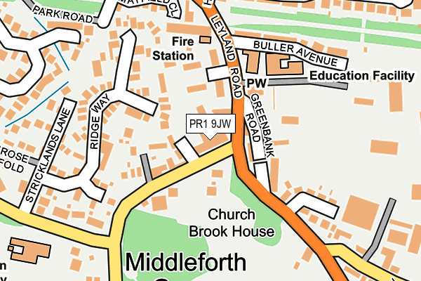 PR1 9JW map - OS OpenMap – Local (Ordnance Survey)