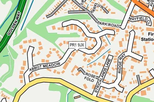 PR1 9JX map - OS OpenMap – Local (Ordnance Survey)