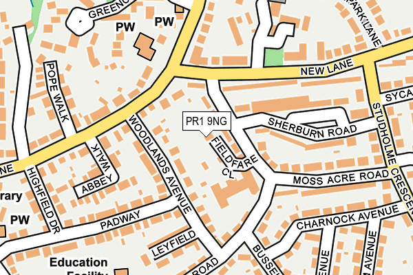 PR1 9NG map - OS OpenMap – Local (Ordnance Survey)