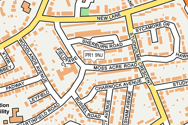 PR1 9NJ map - OS OpenMap – Local (Ordnance Survey)