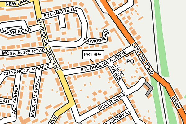 PR1 9PA map - OS OpenMap – Local (Ordnance Survey)