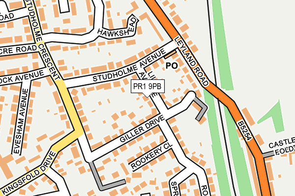 PR1 9PB map - OS OpenMap – Local (Ordnance Survey)