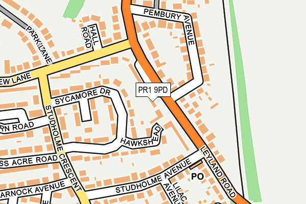 PR1 9PD map - OS OpenMap – Local (Ordnance Survey)