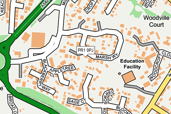 PR1 9PJ map - OS OpenMap – Local (Ordnance Survey)